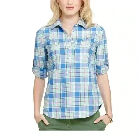 Vinyard Vines Little River Plaid Popover - Picture 2 of 6